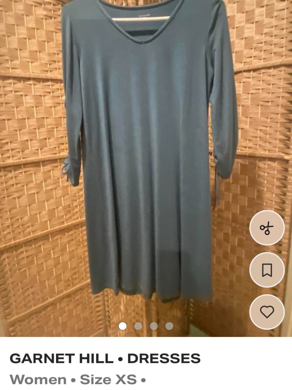 Garnet Hill Teal V-Neck Midi Dress